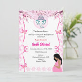 インドの赤ちゃんのお披露目 ゴッドバライ ヒンドゥー ピンク 招待状 (スタンド正面)