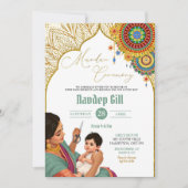 インドの赤ちゃん男の子のムンダン儀式 招待状 (正面)