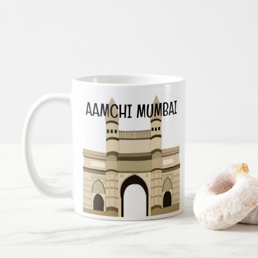 インドの門 ムンバイ 旅行 コーヒーマグカップ (ドーナツ)