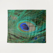 インドの青い孔雀の羽の壁のタペストリー タペストリー (正面(横))