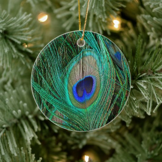 インドの青い孔雀の羽 セラミックオーナメント (ツリー)