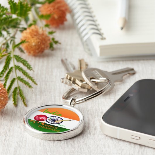インドは2011年のICCクリケット・ワールドカップKeychainをむしゃむしゃ食べます キーホルダー (側面)