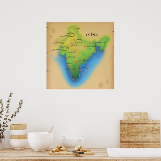 インドへ飛ぶ ポスター (キッチン)