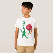 インドを打っているクリケットボールの打者 Tシャツ (正面フル)