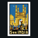 インドを見る ポスター<br><div class="desc">ヴィンテージ「インドを見る」アールデコ旅行ポスターはインドのハイデラバードへの観光を促進する。</div>