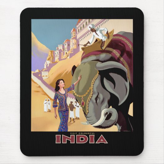 インドを訪カラフルれる マウスパッド (正面)