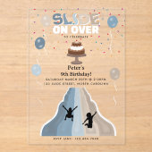 インドアスライドパーク少年遊び場 誕生日パーティー アクリル招待状 (正面)