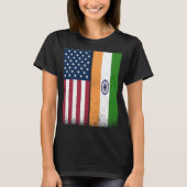 インドインディアンアメリカ誇りを持った国旗USAインド Tシャツ (正面)