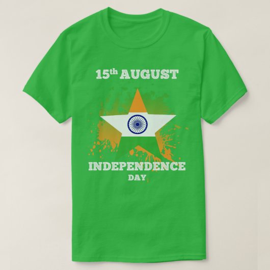 インドインディアン国旗15威厳があるプライドティーHappy Indepe Tシャツ (デザイン正面)