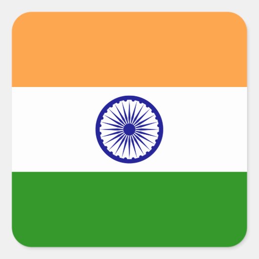 インドインディアン国旗 スクエアシール (正面)
