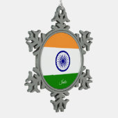 インドインディアン国旗 スノーフレークピューターオーナメント (左)