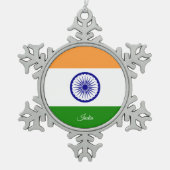 インドインディアン国旗 スノーフレークピューターオーナメント (正面)