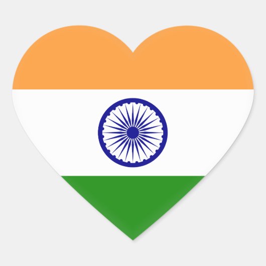 インドインディアン国旗 ハートシール (正面)