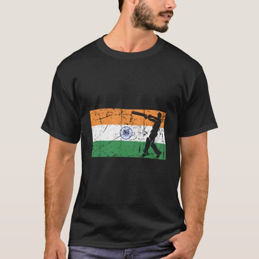 インドインディアン国旗 – Cricket Tシャツ (正面)