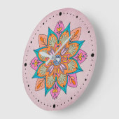 インドカラフル円:装飾曼荼羅 ラージ壁時計 (傾斜)