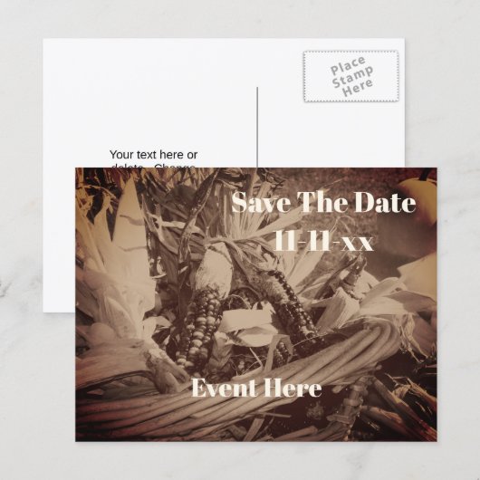 インドコーン カントリー 秋のSave The Date 案内ポストカード (正面/裏面)