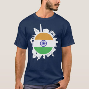 インドスカイラインインド国旗デリームンバイチェンナイコルク Tシャツ