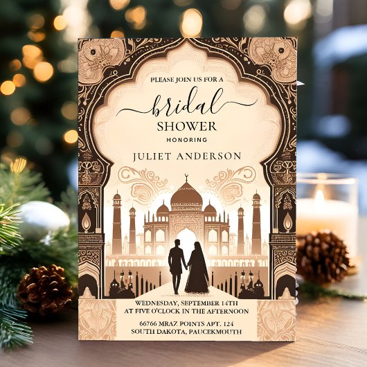 インドスタイルのヒンディー ヘンナ メフンディー ブライダルシャワーの現在 招待状