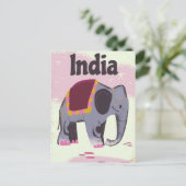インドゾウ ビンテージ トラベル ポスター 印刷 ポストカード (スタンド正面)