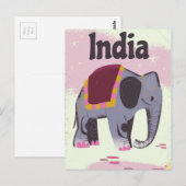 インドゾウ ビンテージ トラベル ポスター 印刷 ポストカード (正面/裏面)