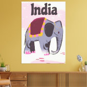 インドゾウ ビンテージ 旅行ポスター 印刷 キャンバスプリント (インサイチュ (リビング))
