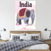 インドゾウ ビンテージ 旅行ポスター 印刷 キャンバスプリント (インサイチュ (寝室))