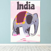 インドゾウ ビンテージ 旅行ポスター 印刷 キャンバスプリント (インサイチュ (ウッドフロア))