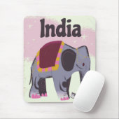 インドゾウ ビンテージ 旅行ポスター 印刷 マウスパッド (マウス)