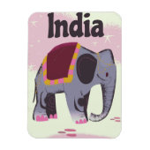 インドゾウ ビンテージ 旅行ポスター 印刷 マグネット (縦)