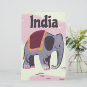 インドゾウ ビンテージ 旅行ポスター 印刷 便箋 (スタンド正面)