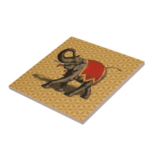 インドゾウw/Redの布 タイル (側面)