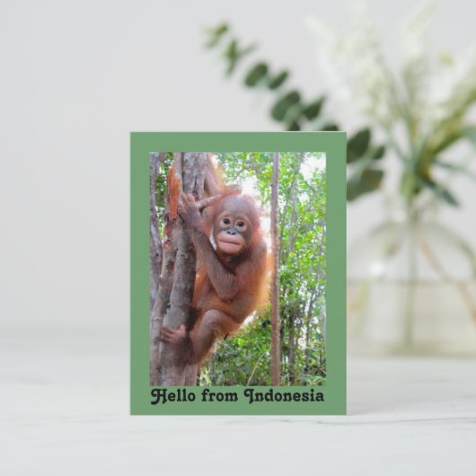 インドネシアからかわいいハロー ポストカード (スタンド正面)