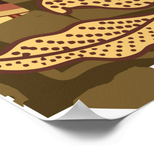 インドネシアのろうけつ染めモチーフと動植物のパターン ポスター (角)