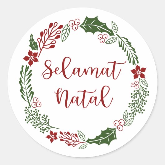インドネシアのクリスマスリース Selamat Natal ラウンドシール (正面)