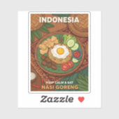 インドネシアのナシゴレン料理の面白いレトロ旅行 シール (シート)