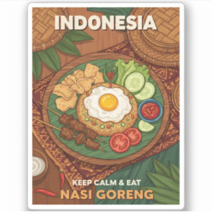 インドネシアのナシゴレン料理の面白いレトロ旅行 シール