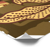 インドネシアのバティックの花や動物のモチーフ ポスター (角)