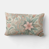  インドネシアのバティック花柄ボホピンクブルー ランバークッション (裏面)