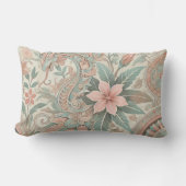  インドネシアのバティック花柄ボホピンクブルー ランバークッション (正面)