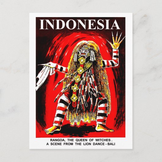 インドネシアのバリ。魔女の王妃ランダ。 ポストカード (正面)
