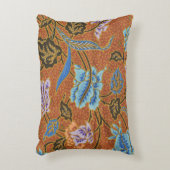 インドネシアのフローラろうけつ染め金ゴールド アクセントクッション (正面(垂直))