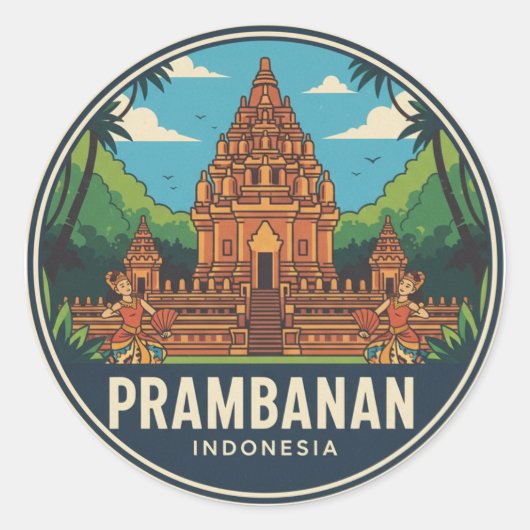 インドネシアのプランバナン寺院 UNESCO世界遺産 ラウンドシール (正面)