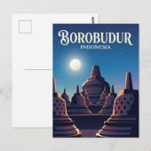 インドネシアのボロブドゥール寺院 ポストカード (正面/裏面)