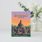 インドネシアのボロブドゥール寺院 ポストカード (スタンド正面)