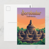 インドネシアのボロブドゥール寺院 ポストカード (正面/裏面)