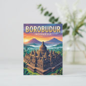 インドネシアのボロブドゥール寺院 ポストカード (スタンド正面)