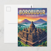 インドネシアのボロブドゥール寺院 ポストカード (正面/裏面)