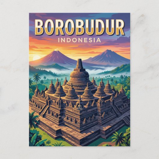 インドネシアのボロブドゥール寺院 ポストカード (正面)