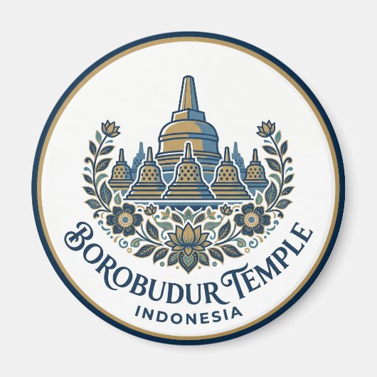 インドネシアのボロブドゥール寺院 マグネット (正面)