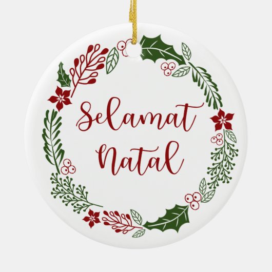 インドネシアのメリークリスマスリース、セラマットナタル セラミックオーナメント (裏面)